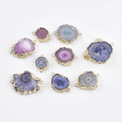 Natural Druzy Agate Links connectors G-P356-02-1