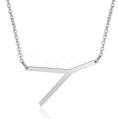 Non-Tarnish 201 Stainless Steel Initial Pendants Necklaces NJEW-S069-JN003D-Y-1