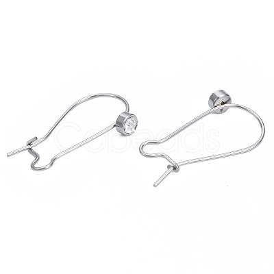 304 Stainless Steel Hoop Earrings Findings Kidney Ear Wires STAS-N092-139-1