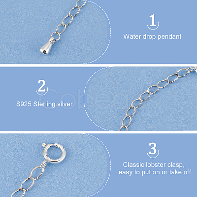 BENECREAT 4Pcs 2 Styles 925 Sterling Silver Plated Sterling Silver Curb Chain Extender FIND-BC0005-13B-1