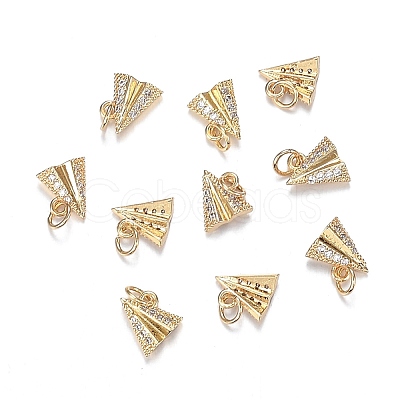 Brass Micro Clear Cubic Zirconia Charms ZIRC-F120-048G-1