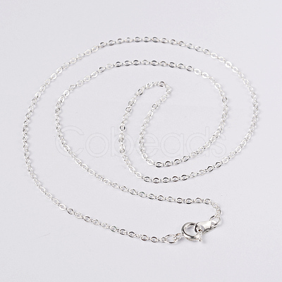 Nickel Free Silver Color Plated Brass Chain Necklaces X-SW028-S-1