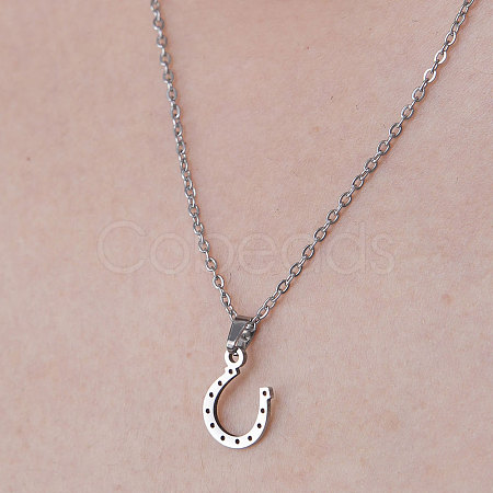 Non-Tarnish 201 Stainless Steel Hook Pendant Necklace NJEW-OY001-03-1