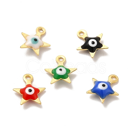 304 Stainless Steel Evil Eye Enamel Charms STAS-G302-04G-1