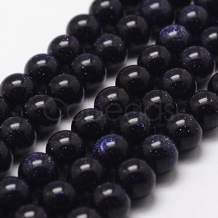 Blue Goldstone Beads Strands X-G-D840-81-10mm-1
