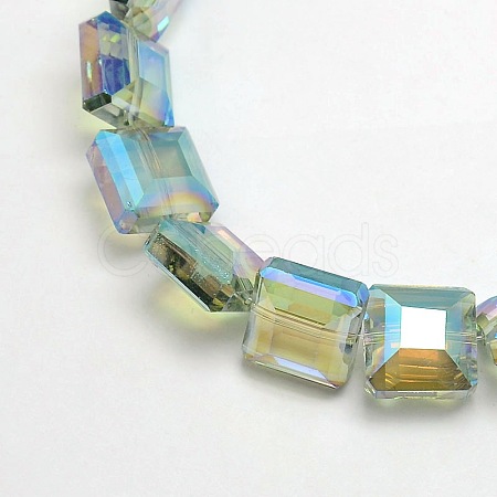 Electroplate Crystal Glass Square Beads Strands EGLA-F064B-04-1