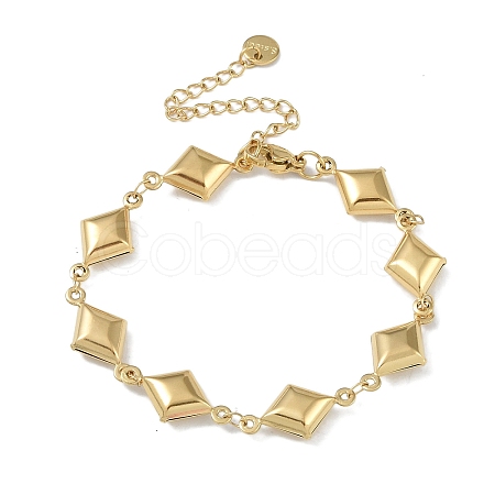 304 Stainless Steel Rhombus Link Chain Bracelets for Women BJEW-U002-01G-1