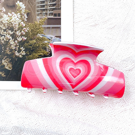 Gradient Color Heart Pattern Acrylic Shark Hair Clips RABO-PW0001-055A-1