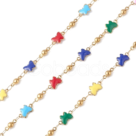 304 Stainless Steel Enamel Link Chains CHS-P016-28G-1