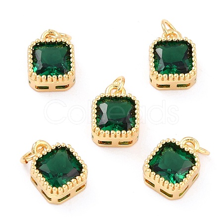 Real 18K Gold Plated Brass Inlaid Cubic Zirconia Charms ZIRC-L100-073G-01-1