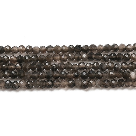 Natural Silver Sheen Obsidian Beads Strands G-E608-A02-A-1