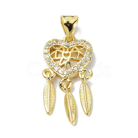 Rack Plating Real 18K Gold Plated Brass Micro Pave Clear Cubic Zirconia Pendants KK-B084-13G-02-1
