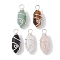 Natural Mixed Stone Copper Wire Wrapped Pointed Pendants, Chunk Faceted Bullet Charms, Silver, 25~27x10~10.5x10.5mm, Hole: 3.5mm