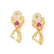 925 Sterling Silver Micro Pave Cubic Zirconia Peg Bails Pendants, Flower, Hot Pink, 13x5.5x4mm, Hole: 2x4mm, Pin: 0.5mm