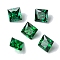 Cubic Zirconia Cabochons, Point Back, Square, Green, 6x6x3mm