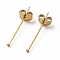 Ion Plating(IP) 304 Stainless Steel Flat Head Pins, with Ear Nuts, Real 18K Gold Plated, 20x0.5mm, Head: 1.4mm