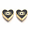 Rack Plating Alloy Enamel Pendants, Light Gold, Cadmium Free & Nickel Free & Lead Free, Heart with Eye, Black, 11x12x4.5mm, Hole: 2mm