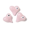 Handmade Lampwork Beads, Heart with Evil Eye, Pearl Pink, 18x18x9mm, Hole: 1.8mm