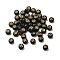 Plating Opaque Acrylic Beads, Golden Metal Enlaced, Flat Round with Letter, Letter R, 7x3.5mm, Hole: 1.2mm, about 3846pcs/500g