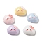 Opaque Resin Decoden Cabochons, Cat Shape with Bowknot, Mixed Color, 11x14x6.5mm