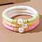 3 Colors Bohemian Style Polymer Clay Beaded Stretch Bracelet Sets, Imitation Pearl Stackable Bracelets for Women