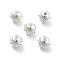 Alloy Hollow Beads, Round with Flower, Cadmium Free & Lead Free, Silver, 8~9.5x8mm, Hole: 1.5mm