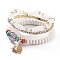 Alloy Rhinestone Cup Chain & Multi-layered Stretch Bracelets Sets, Stackable Bracelets, with Acrylic Beads, Golden Plated Alloy Findings, Eiffel Tower, Antique White, Inner Diameter: 2-1/8~2-3/8 inch(5.5~5.9cm), 4pcs/set