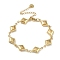 304 Stainless Steel Rhombus Link Chain Bracelets for Women, Real 18K Gold Plated, 6-5/8~6-3/4 inch(16.8cm~17cm)