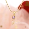 Golden Tong Brass Rhinestone Rose Flower Pendant Snake Chain Necklsces for Women, Purple, 17.72 inch(45cm)