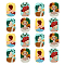 20Pcs 4 Styles Opaque Resin Pendants, Embossed Printed, Rounded Rectangle with Women Portrait, Colorful, 39.5x26x2.5mm, Hole: 1.6mm, 5pcs/style