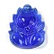 Glass Pendants, Fox Charms, Blue, 30x24x10mm, Hole: 1mm