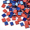 Electroplate Opaque Glass Seed Beads, 2-Hole, Rectangle, Blue Plated, Red, 5x4.5~5.5x2~2.5mm, Hole: 0.5~0.8mm