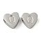 Tarnish Resistant 304 Stainless Steel Beads, Heart with Letter, Stainless Steel Color, Letter Q, 7x8x3mm, Hole: 2mm