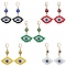 Glass Seed Bead Evil Eye Hoop Earrings, with Lampwork and Resin Beads, Golden, Mixed Color, 63x22mm