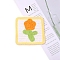 Flower Shape Towel Embroidery Style Cotton Iron on/Sew on Patches, Appliques, Badges, with Gold Rim, for Clothes, Square, Orange, 75x75mm