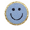 Flat Round with Smiling Face Computerized Towel Embroidery Cloth Iron on/Sew on Patches, Chenille Appliques, Costume Accessories, Cornflower Blue, 50mm