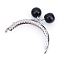 Iron Purse Frame Handle with Solid Color Acrylic Beads, for Bag Sewing Craft Tailor Sewer, Black, 68x85~87x11mm, Hole: 1.5mm