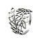 304 Stainless Steel Cuff Rings, Hollow Leaves Branches Ring, Stainless Steel Color, Adjustable, 20mm