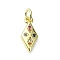 Brass Micro Pave Cubic Zirconia Pendants, with Jump Ring, Real 18K Gold Plated, Rhombus Charm, Colorful, 14x6x2.5mm, Hole: 3mm