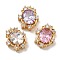 Brass Micro Pave Cubic Zirconia Beads, with Glass, Mixed Color, Oval, Real 18K Gold Plated, 16.5x13.5x7.5mm, Hole: 1.4mm