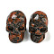 Halloween Natural Labradorite Skull Figurines, for Home Office Desktop Decoration, 28~30x23~25x26~27mm