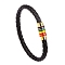 Imitation Leather Braided Cord Bracelets, with Alloy Magnetic Clasps, Black, 7-1/2 inch(19cm)