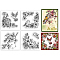 4Pcs 4 Styles PVC Stamp, for DIY Scrapbooking, Flower, 55x55mm, 1pc/style