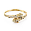 Brass Micro Pave Cubic Zirconia Snake Bangles for Women BJEW-Q700-006-NF-1