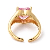 Heart Pink Cubic Zirconia Cuff Ring for Valentine's Day RJEW-C017-08G-RS-2