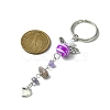 Gemstone Chip & Alloy Heart Pendant Keychain with Acrylic Beads KEYC-JKC00538-3