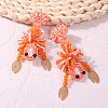 Handmade Seed Beads Dangle Stud Earrings EJEW-k074-K01-2