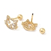 Cat Shape Brass Micro Pave Clear Cubic Zirconia Ear Plug Gauges EJEW-L289-02G-02-2