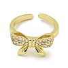 Bowknot Brass Micro Pave Cubic Zirconia Open Cuff Ring for Women RJEW-E296-10G-2