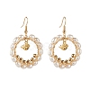 Pearl Beads Brass Dangle Earrings EJEW-JE04568-01-1